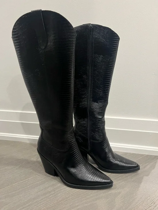 Aldo Women's Black Textured Knee-High Heeled Boot - Picture 6 of 11